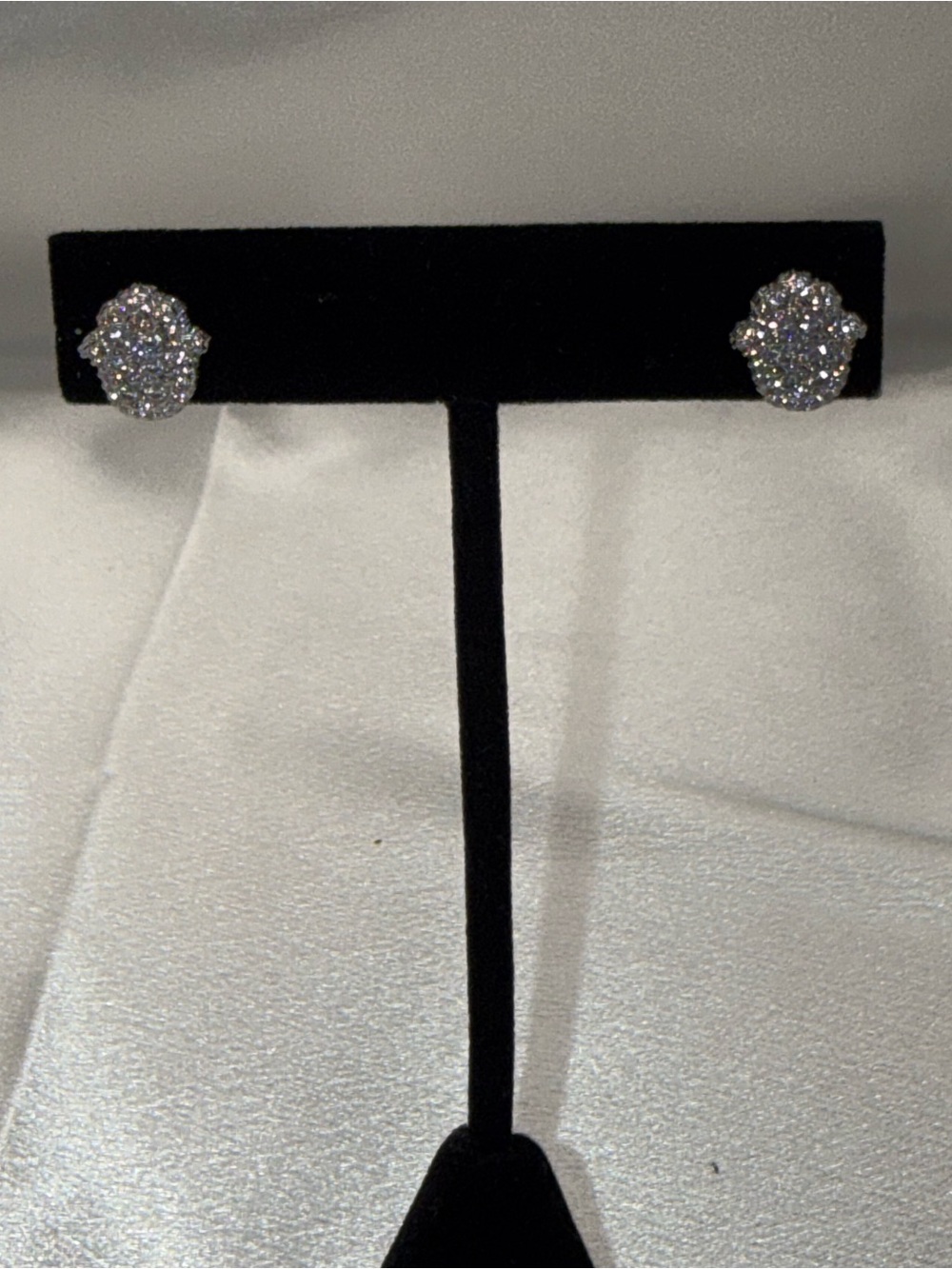 Silver Filled AAA CZ Hand of God Screw Back Earrings